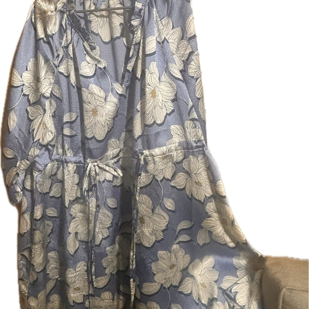 Draper James satin blue white dress
